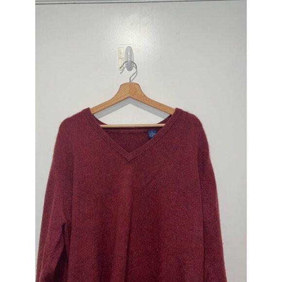 Burgundy V-Neck 100% Cashmere Long Sleeve Pullover Sweater Mens Size XL - Picture 3 of 7